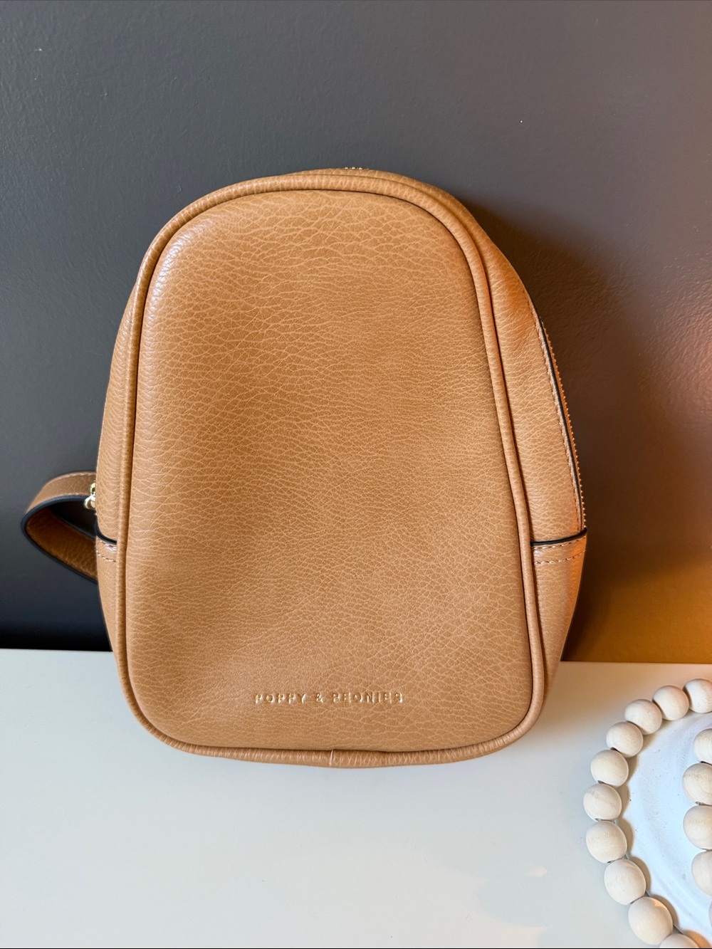 Poppy & Peonies Tan Crossbody Sling Bag